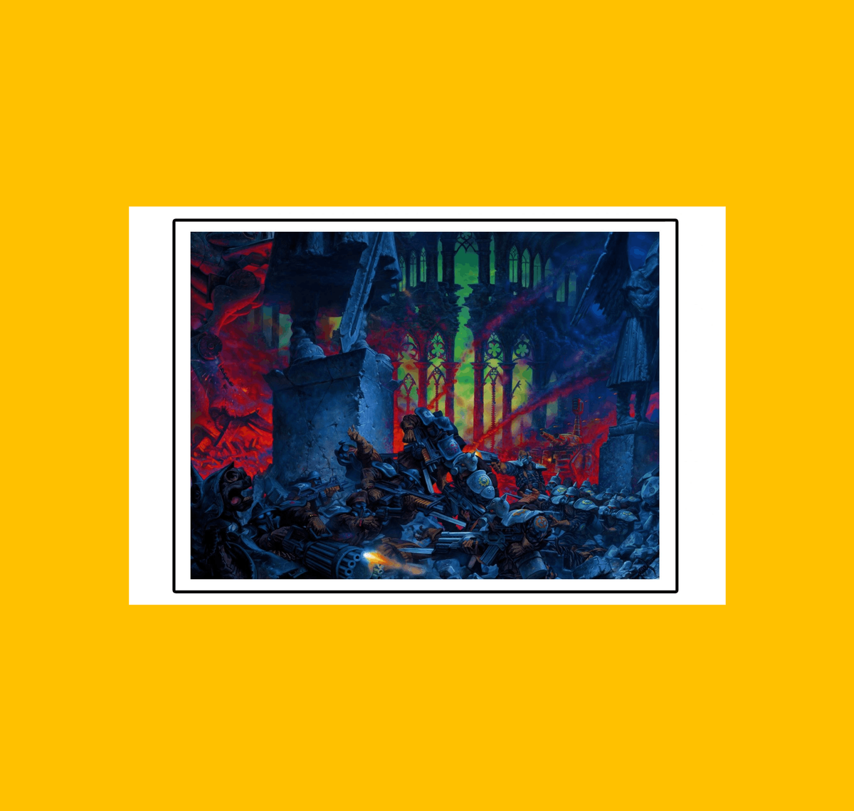Mutant Chronicles - Warzone Fine Art Print on Heroic Signatures yellow background