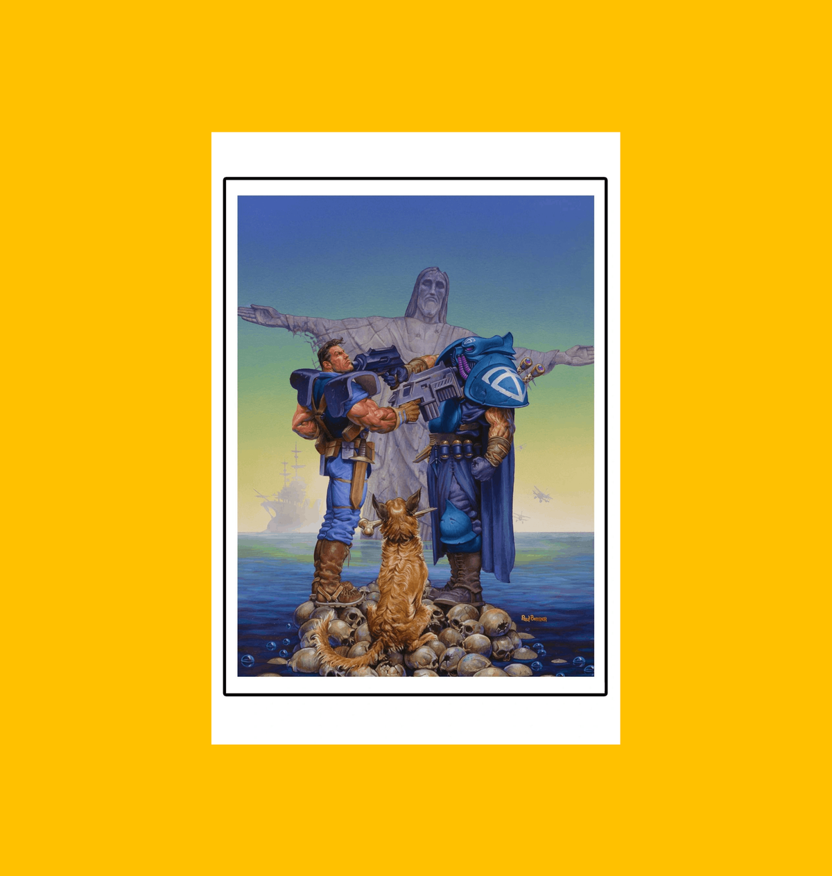 Mutant Chronicles - Dark Eden Stand-Off Fine Art Print on Heroic Signatures yellow background