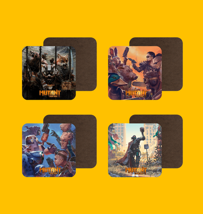 Mutant Year Zero - Coasters Set on Heroic Signatures yellow background