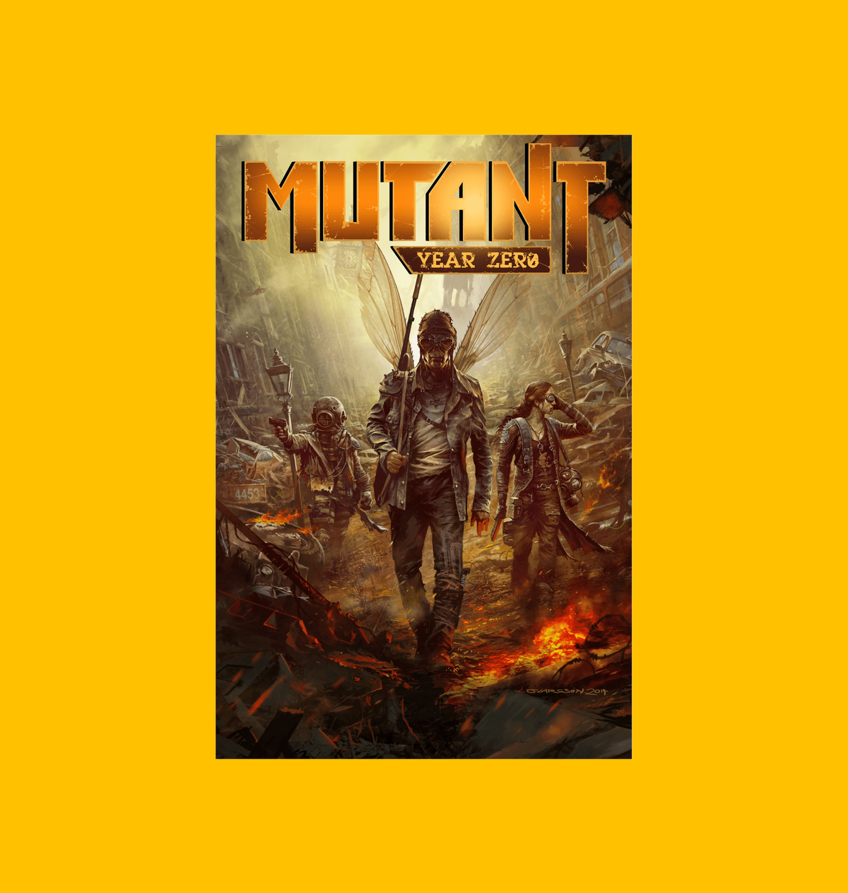 Mutant Year Zero - Rise from the Ruins Poster on Heroic Signatures yellow background