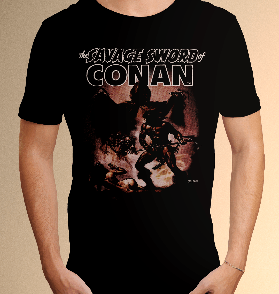 The Savage Sword of Conan Castle Crimson T Shirt front mock up