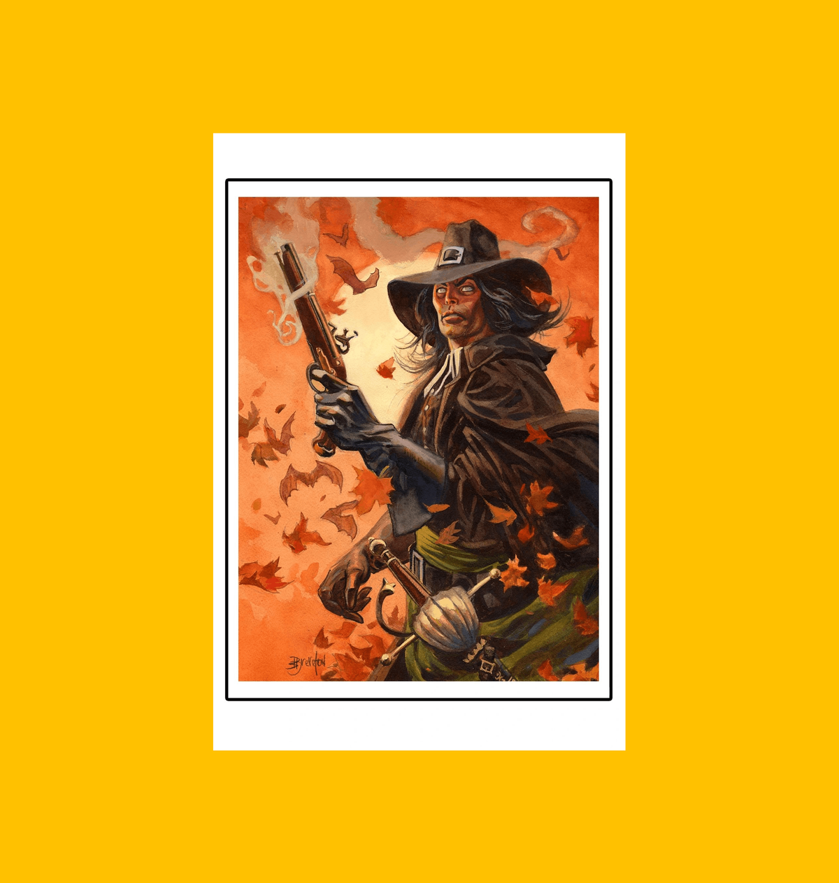 Solomon Kane - Autumn Reckoning Fine Art Print on Heroic Signatures yellow background