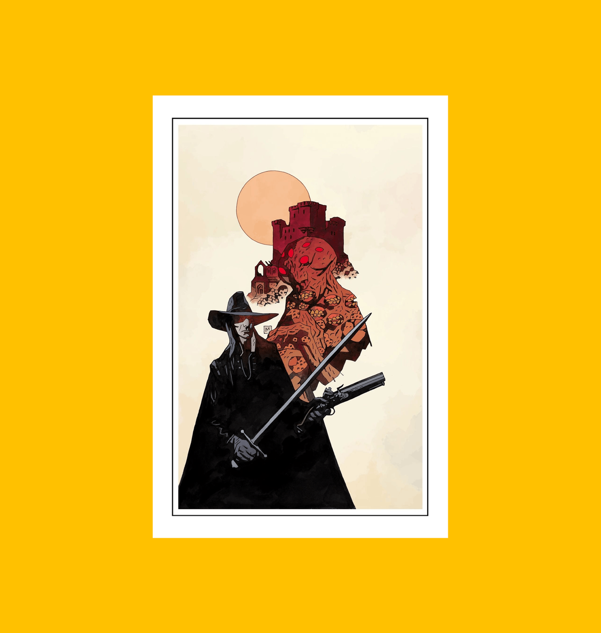 Solomon Kane - Castle of the Devil Fine Art Print on Heroic Signatures yellow background