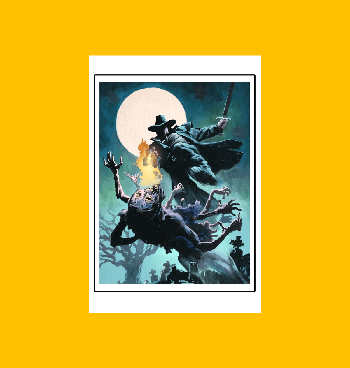 Solomon Kane - Gravefire Duel Fine Art Print on Heroic Signatures yellow background