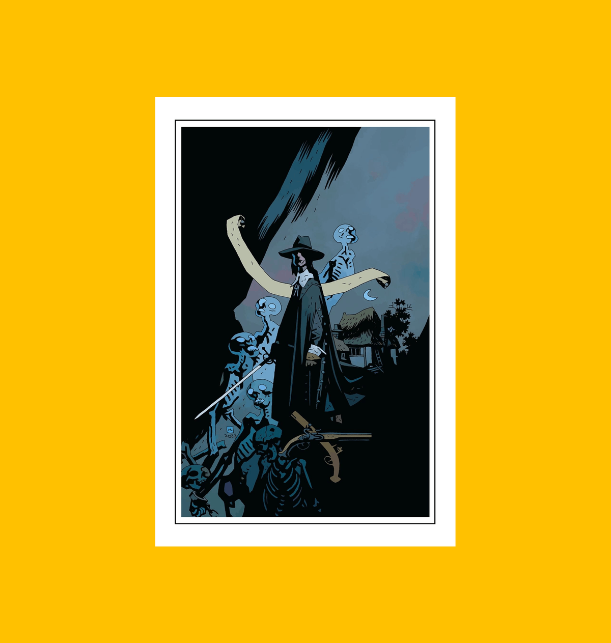 Solomon Kane - Mignola Spectral Reckoning Fine Art Print on Heroic Signatures yellow background