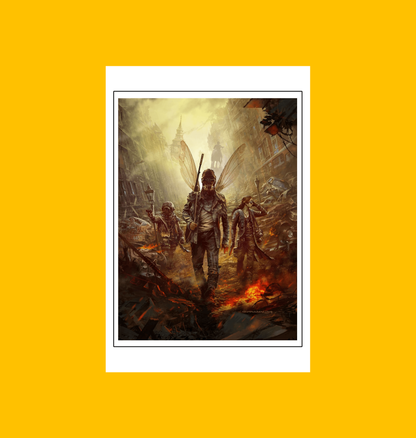 Mutant Year Zero - Stalkers of the Fallen City Fine Art Print on Heroic Signatures yellow background