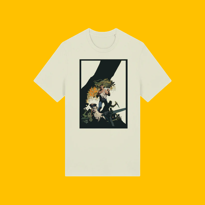 STEVE COSTIGAN: Dockside Champion T-Shirt on Heroic Signatures yellow background