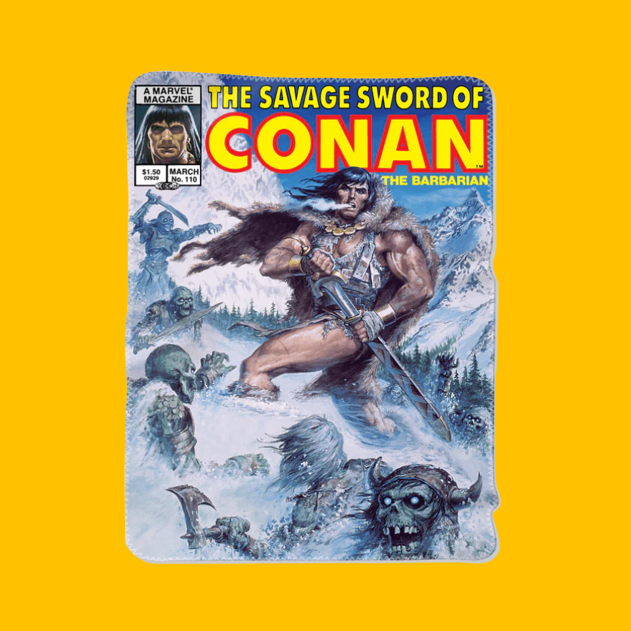Conan - The Savage Sword of Conan Premium Blanket on Heroic Signatures yellow background