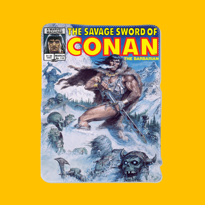 Conan - The Savage Sword of Conan Premium Blanket on Heroic Signatures yellow background