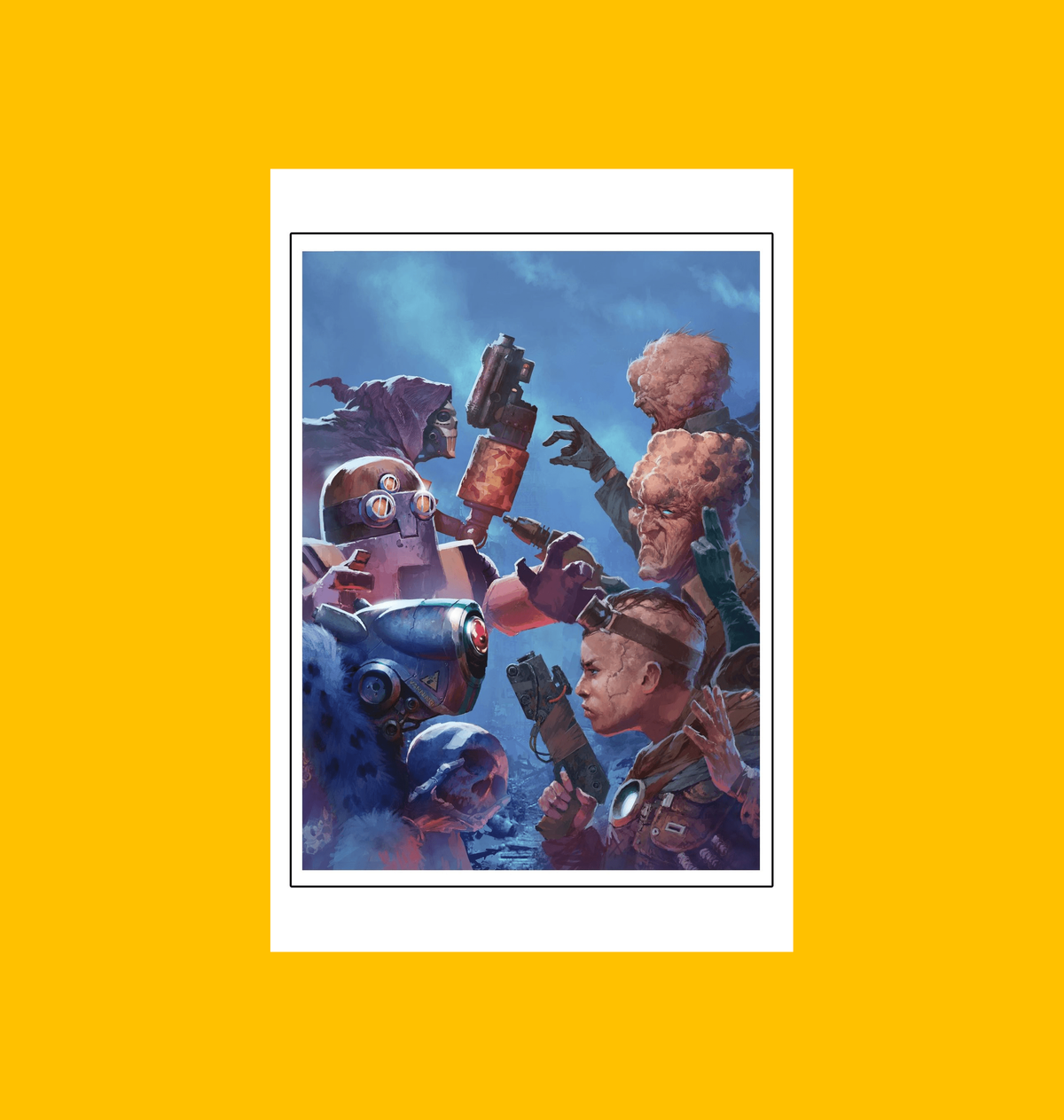 Mutant Year Zero - Warborn Automata Fine Art Print on Heroic Signatures yellow background