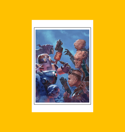 Mutant Year Zero - Warborn Automata Fine Art Print on Heroic Signatures yellow background